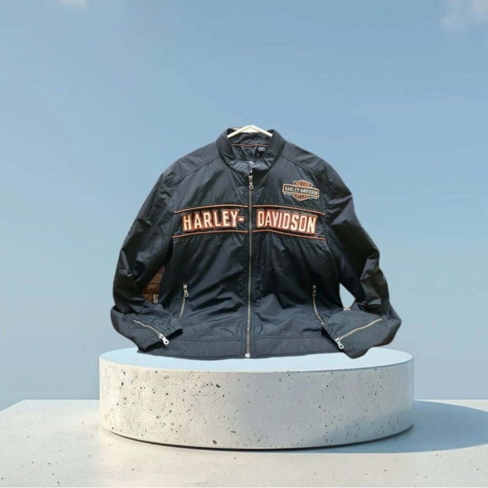 HARLEY DAVIDSON Mens Black Jacket Windbreaker size M